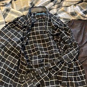 Black and white grid flannel